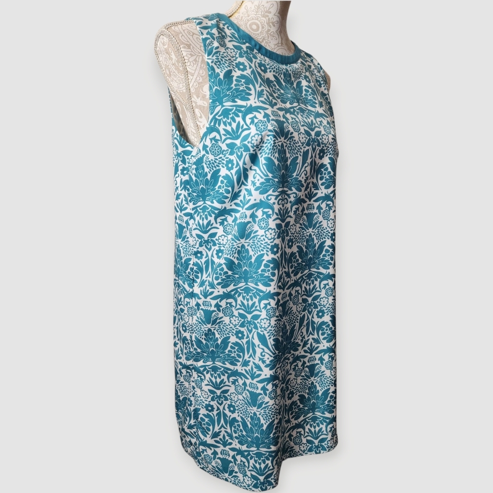 Loft Turquoise/White Shift Dress Size  L